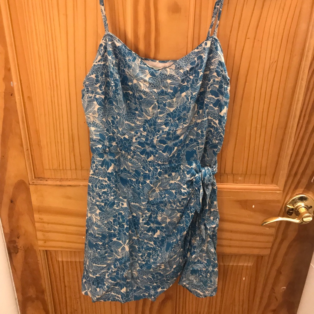 blue print, tie on side romper !